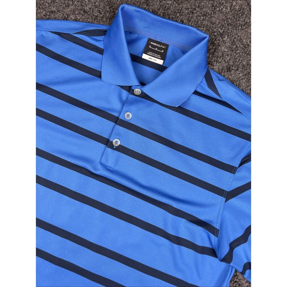Nike Golf Polo Shirt Men’s Medium Blue Stripes Dri Fit Performance
